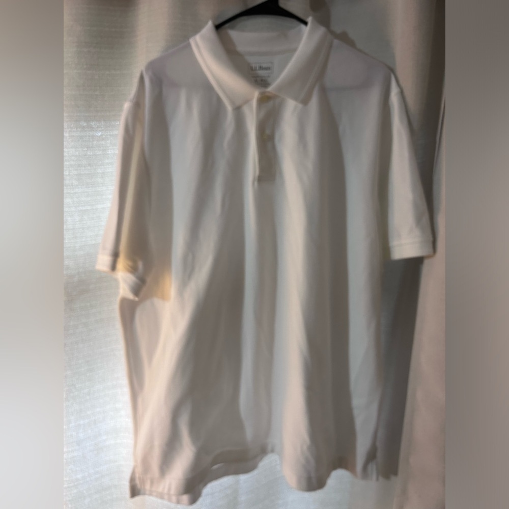 L.L. Bean Polo Shirt Men's XL REG Traditional Fit White Short Sleeve 100% Cotton